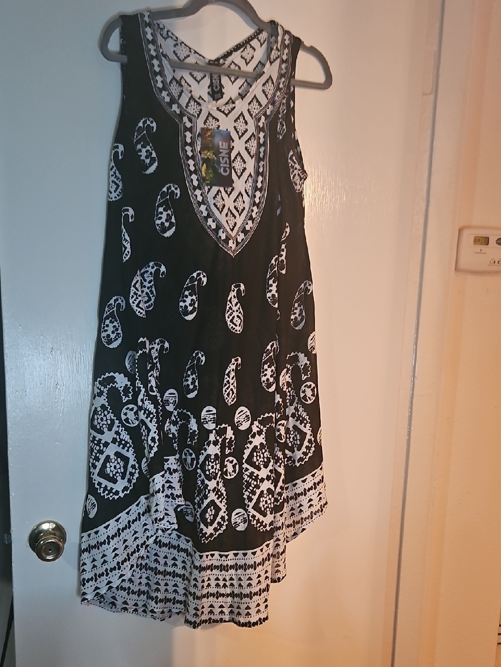 Black & White Printed Sleeveless Dress